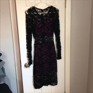 Black and purple  lace dress with long sleeve